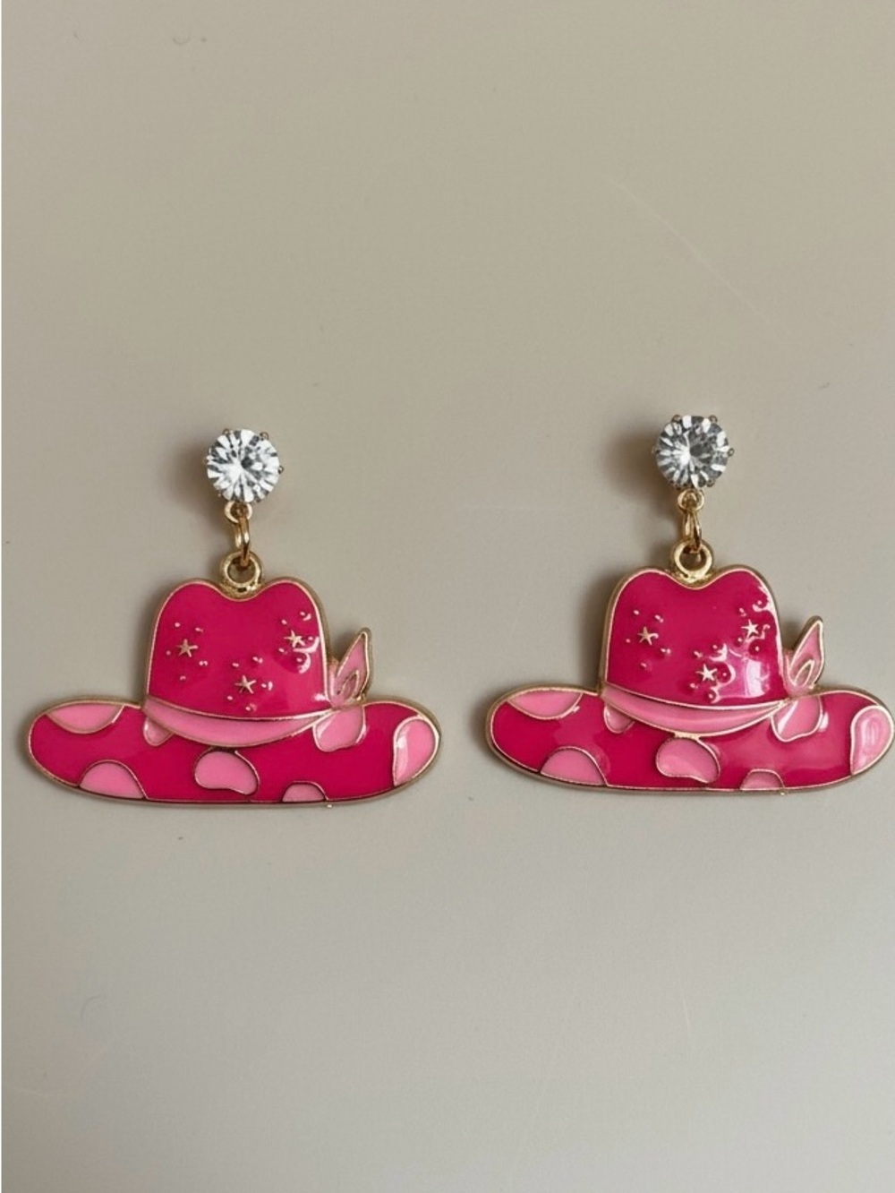 Pink Cowboy Hat Enamel Drop Post Earrings with Crystal Accent Stud New  3/$15 ✨